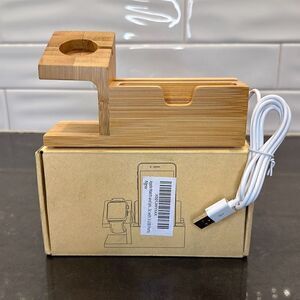 Bamboo Apple Charging Stand-NWOT